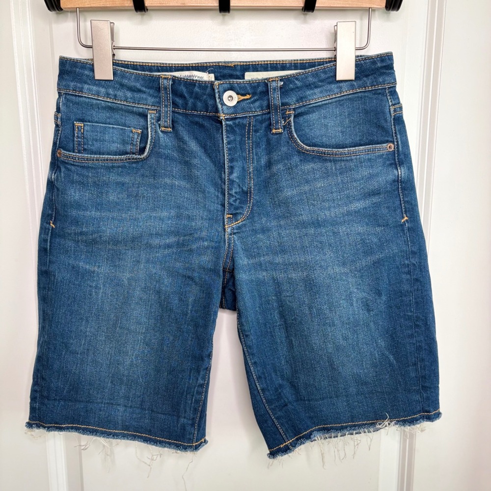 Pilcro Bermuda Shorts Size 27 Mid-Rise Slim Blue Denim Coastal Nautical EUC